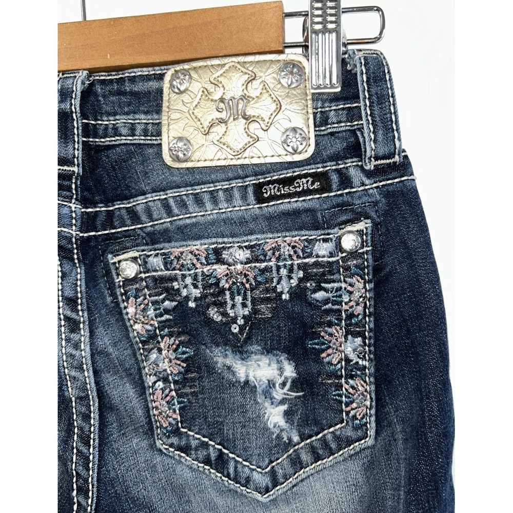 Women's Miss Me Jeans Mid Rise Jeans Embellished 25 Multi Color Stitching